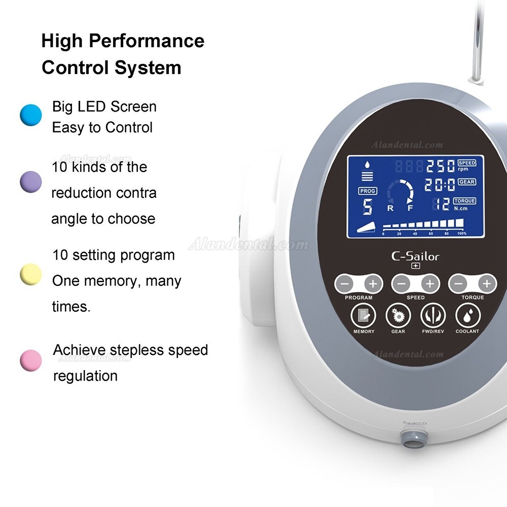 COXO C-Sailor+ Dental Brushless Implant Motor Machine with 20:1 Contra Angle Handpiece